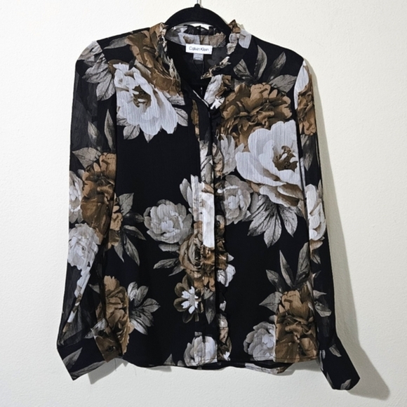 Calvin Klein Floral Blouse - Picture 1 of 8
